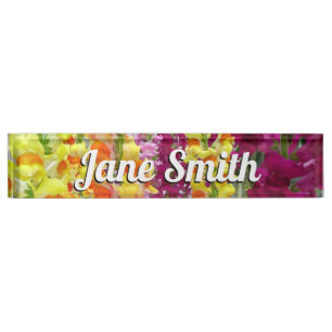 Porte-nom Pour Bureau Snapdragons colorés floraux