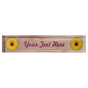 Porte-nom Pour Bureau Souci de tournesol sur les conseils en bois