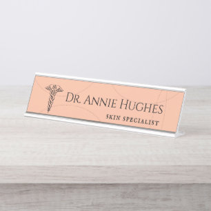 Porte-nom Pour Bureau Spécialiste de la peau Peach et Cream Doctor