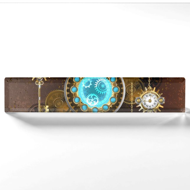 Porte-nom Pour Bureau Steampunk Rusty Background (Devant)