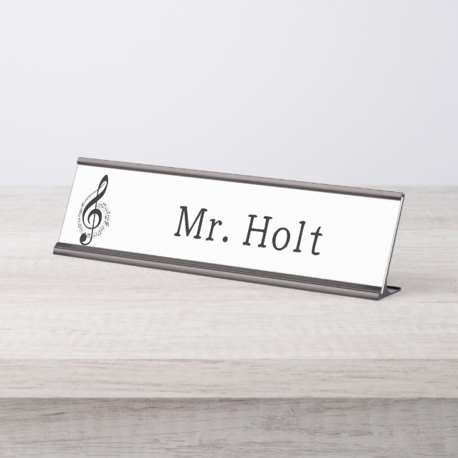 Porte-nom Pour Bureau Studio d'instructeur de piano musicien professeur  (Devant)