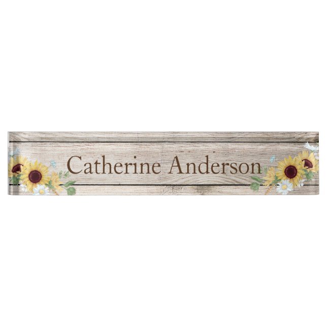 Porte-nom Pour Bureau Sunflowers Country Western Bureau Nom Plaque (Devant)