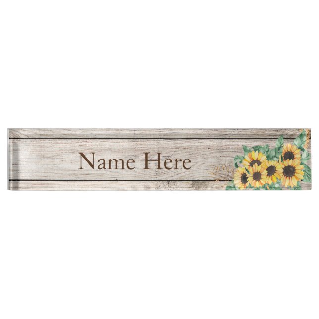 Porte-nom Pour Bureau Sunflowers Country Western Bureau Nom Plaque (Devant)