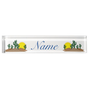 Porte-nom Pour Bureau Sunrise du désert du Saguaro Cactus Thunder_Cove