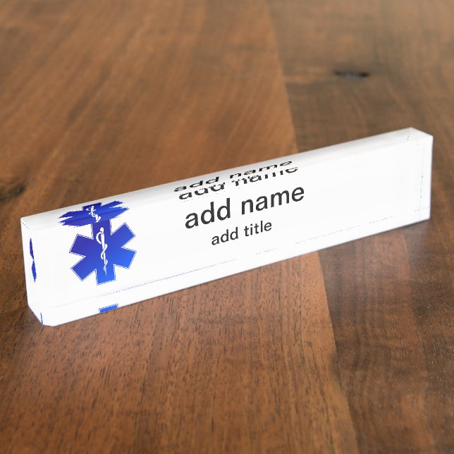 Porte-nom Pour Bureau Symbole de Medical EMS (Taille)
