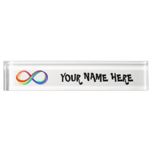 Porte-nom Pour Bureau Symbole d'infinité arc-en-ciel stratifié
