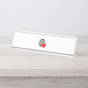 Porte-nom Pour Bureau Symbole du coeur rouge créé avec des lignes lisses