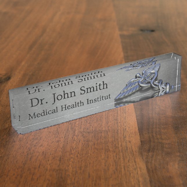 Porte-nom Pour Bureau Symbole Médicale de caducée - plaque signalétique (Taille)