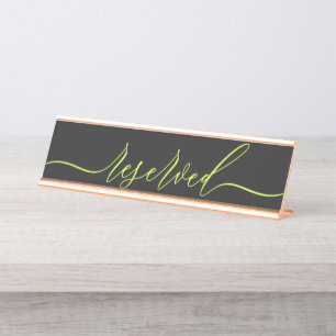Porte-nom Pour Bureau Table de script Cyber Lime Jet Black réservée