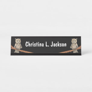 Porte-nom Pour Bureau Tan Ows Jolies faces sur Branches Colliers Bleus