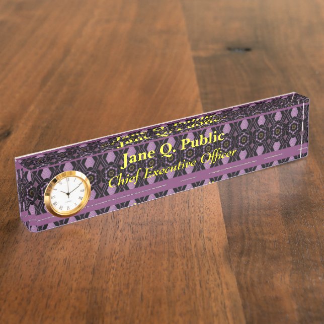 Porte-nom Pour Bureau Tapisserie violette Elegance Desk Nameplate (Taille)