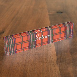 Porte-nom Pour Bureau Tartan d'écossais de plaid de clan de Seton