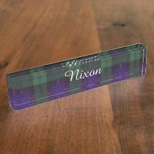 Porte-nom Pour Bureau Tartan écossais de kilt de plaid de clan de Nixon