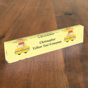 Porte-nom Pour Bureau Taxi jaune personnalisé