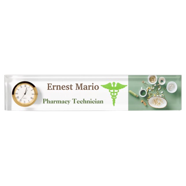 Porte-nom Pour Bureau Technicien en pharmacie Acrylique (Devant)