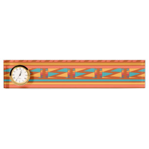 Porte-nom Pour Bureau Terracotta Abstrait Aztec Tribal Print Motif