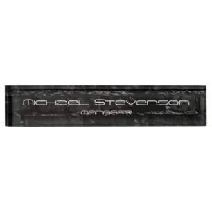 Porte-nom Pour Bureau Texte de Personnaliser noir - Modèle professionnel