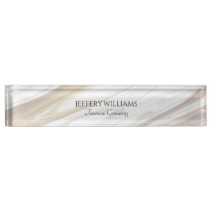 Porte-nom Pour Bureau Texture de marbre gris et beige