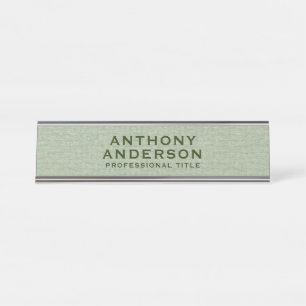 Porte-nom Pour Bureau Texture de tissu vert sauge