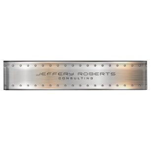 Porte-nom Pour Bureau Texture en aluminium brossé métallique gris argent