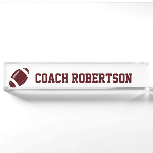 Porte-nom Pour Bureau Thème Personnalisé Du Football Maroon 