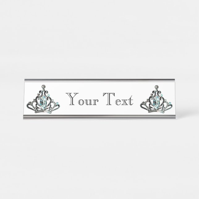 Porte-nom Pour Bureau Tiara/Couronne personnalisée (Devant)