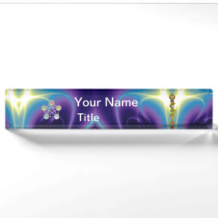 PORTE-NOM POUR BUREAU TIGE D'ASCLEPIUS, 7 CHAKRAS, YOGA, ÉNERGIE
