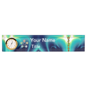 PORTE-NOM POUR BUREAU TIGE D'ASCLEPIUS, 7 CHAKRAS, YOGA, ÉNERGIE