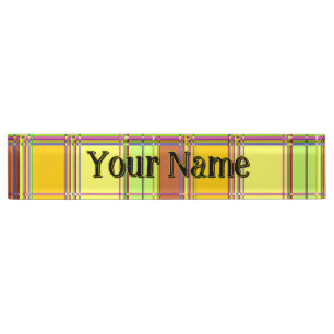Porte-nom Pour Bureau Tissu coloré des Caraïbes Madras Tartan