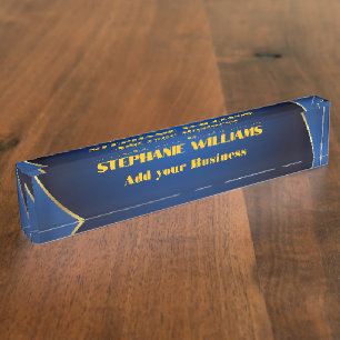 Porte-nom Pour Bureau Titre de nom de bureau moderne professionnel bleu