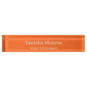 Porte-nom Pour Bureau Titre et nom Orange Vibrant