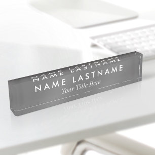Porte-nom Pour Bureau Titre personnalisé simple moderne gris blanc