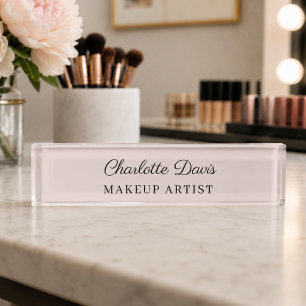 Porte-nom Pour Bureau Titre professionnel féminin de couleur rose poudré