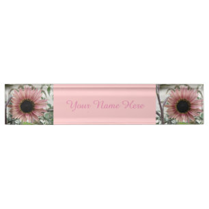 Porte-nom Pour Bureau Tournesol rose pâle