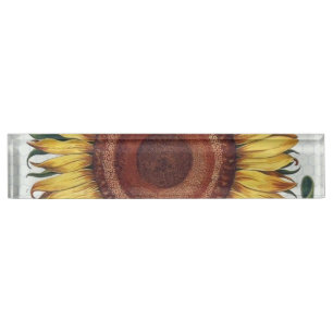 Porte-nom Pour Bureau Tournesol Vintage Damas Fleur Art