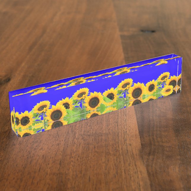 Porte-nom Pour Bureau Tournesols Plaque de bureau ukrainienne Drapeau co (Taille)