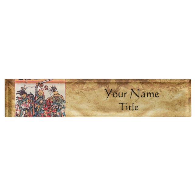 PORTE-NOM POUR BUREAU TOURNOI MÉDIÉVAL, CHEVALIERS DE COMBAT ET (Devant)