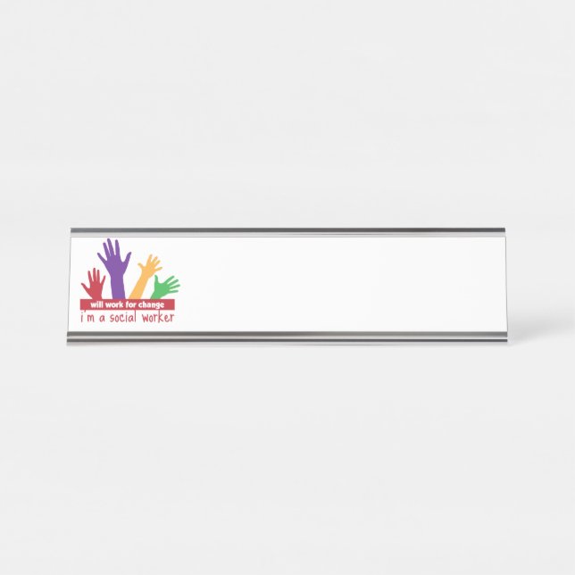 Porte-nom Pour Bureau Travailler pour le changement (Devant)