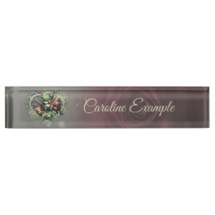 Porte-nom Pour Bureau Trois fées, les compagnons du coeur magique.