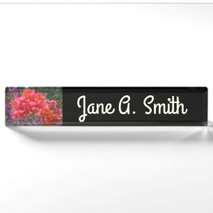 Porte-nom Pour Bureau Tropical Pink Bougainvillea Island Floral