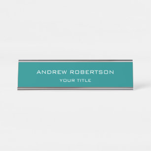 Porte-nom Pour Bureau Turquoise bleu clair élégant minimaliste simple
