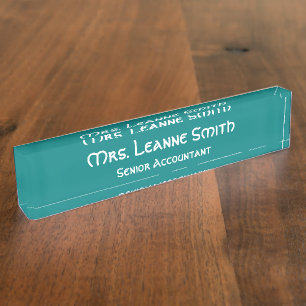 Porte-nom Pour Bureau Turquoise et blanc