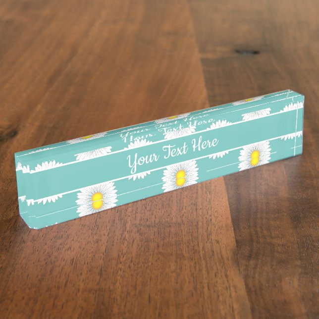 Porte-nom Pour Bureau Turquoise Joli Petit Marguerite (Taille)