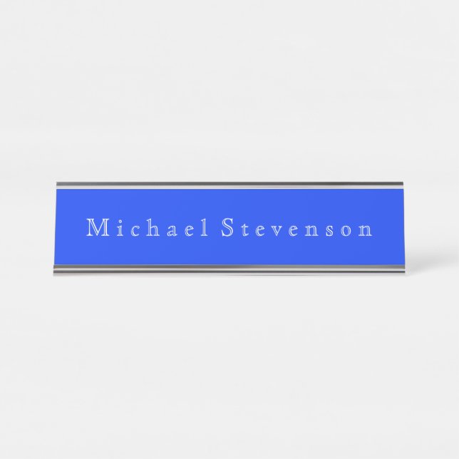 Porte-nom Pour Bureau Ultramarine Bleu Élégant Entreprise moderne (Devant)