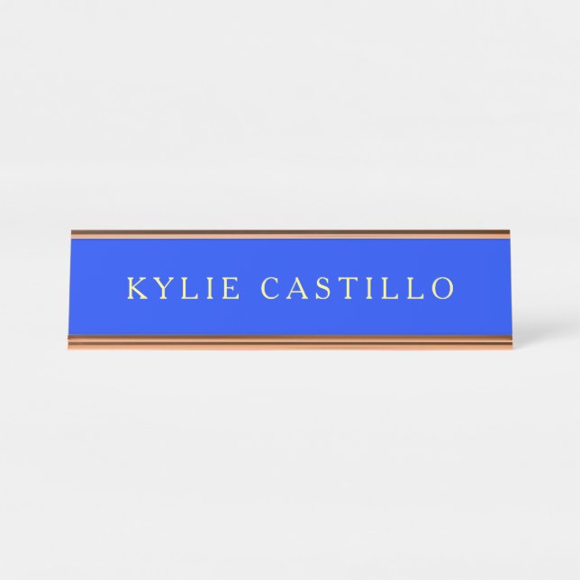 Porte-nom Pour Bureau Ultramarine Bleu Unique Classique Professionnel (Devant)