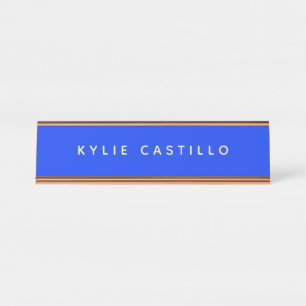 Porte-nom Pour Bureau Ultramarine bleu Unique Minimaliste Professionnel