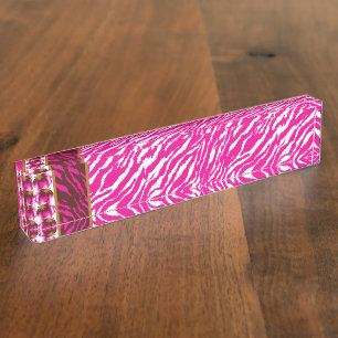 Porte-nom Pour Bureau Un motif floral complexe en rose et blanc, art