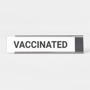 Porte-nom Pour Bureau Vacciné, noir blanc personnalisable