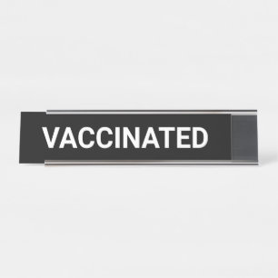 Porte-nom Pour Bureau Vacciné, noir blanc personnalisable nom de bureau 