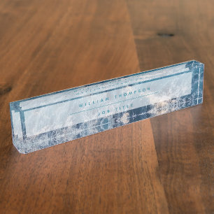 Porte-nom Pour Bureau Vagues bleu océan